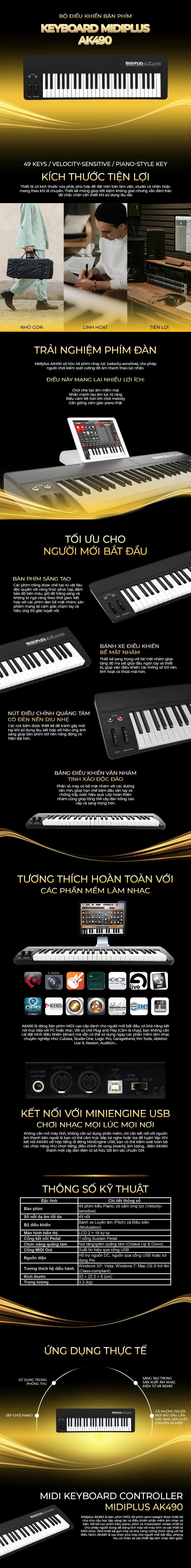 MIDI Keyboard Controller Midiplus AK490