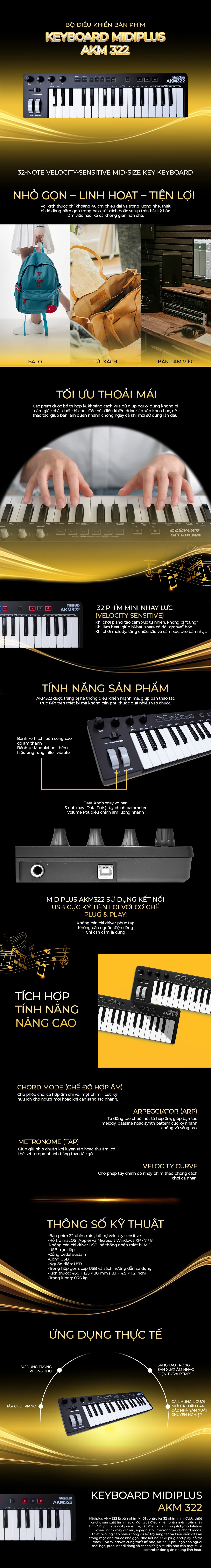 MIDI Keyboard Controller Midiplus AKM322