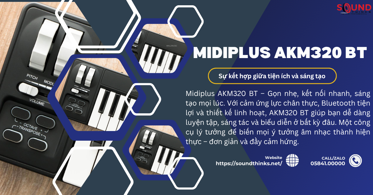 MIDI Keyboard Controller Midiplus AKM320 BT