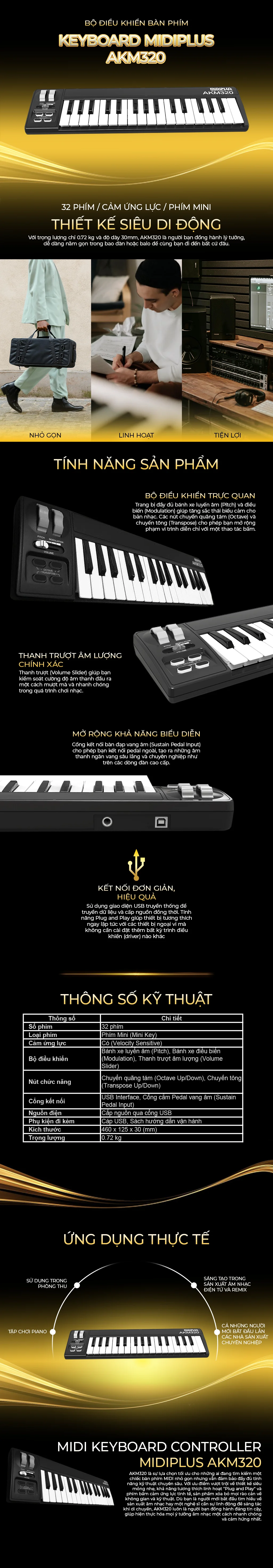 MIDI Keyboard Controller Midiplus AKM320