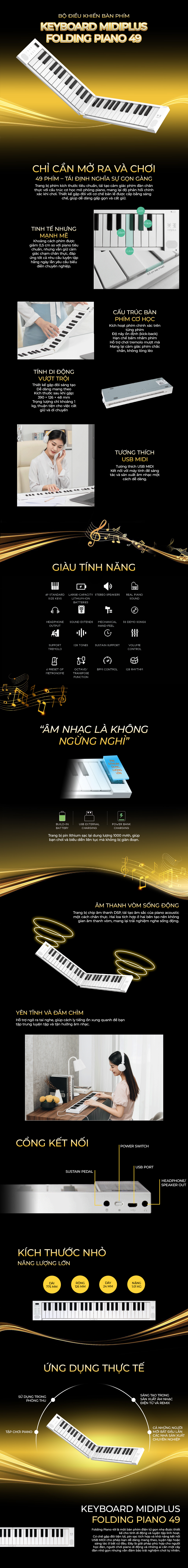 MIDI Keyboard Controller Midiplus Folding Piano 49