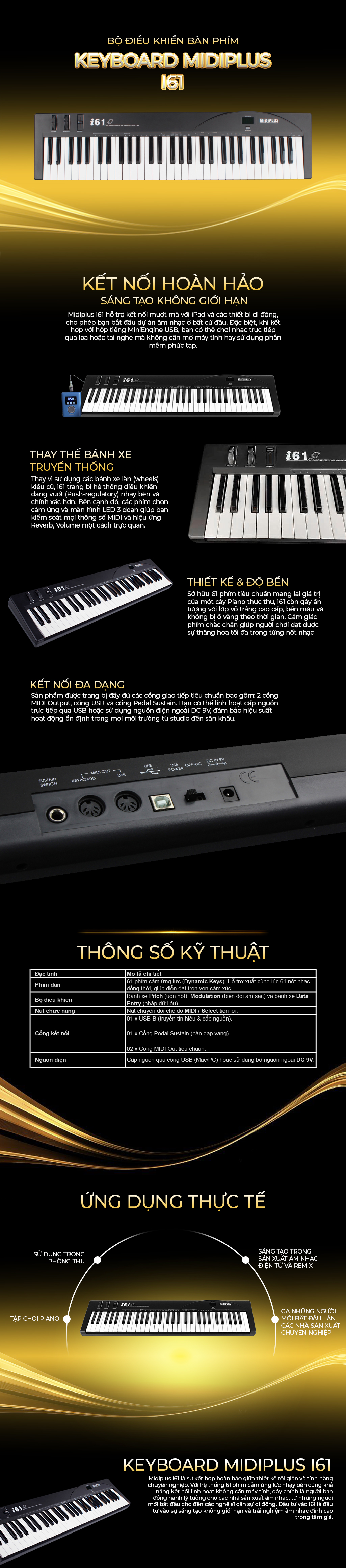 MIDI Keyboard Controller Midiplus I61