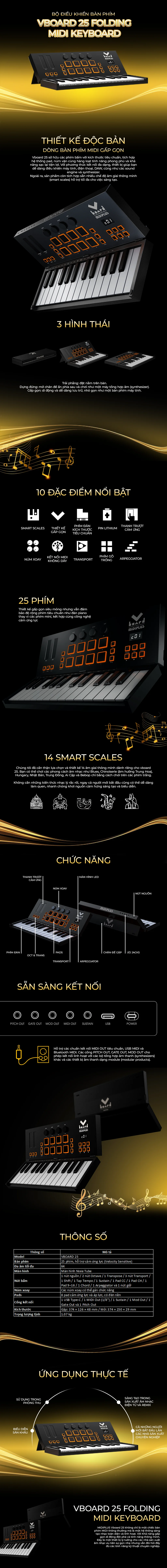 MIDI Keyboard Controller Midiplus Vboard 25