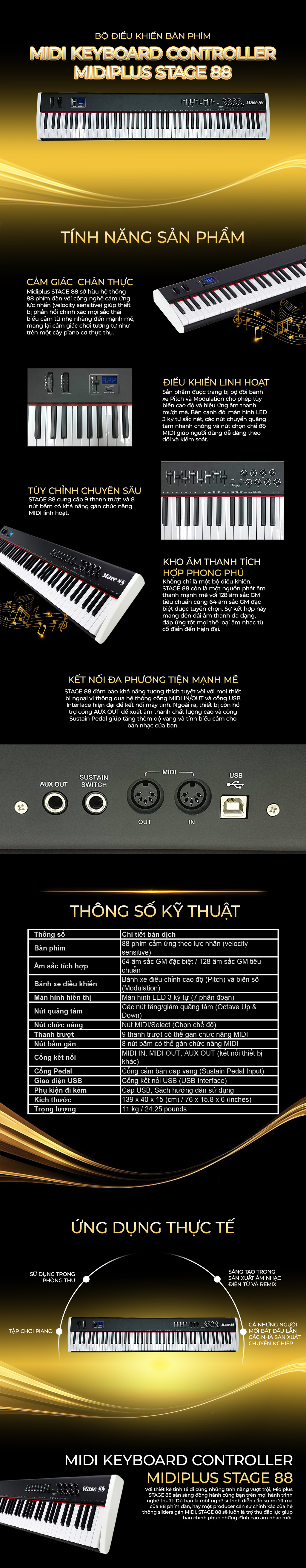 MIDI Keyboard Controller Midiplus Stage 88